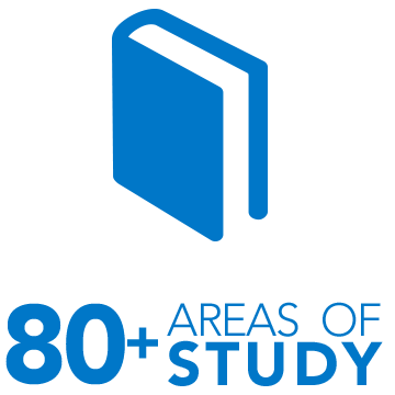 Over 80 areas of study