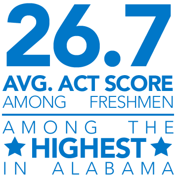 26.4 average ACT among entering freshmen - highest among Alabama public universities