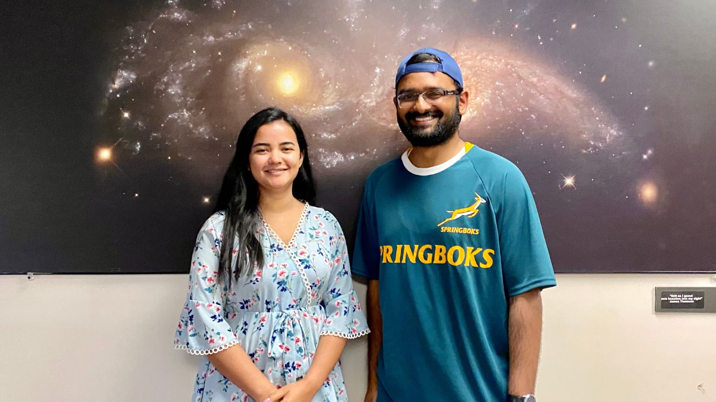 Monika Karki and Nibuna Subashchandar, Space Science students. ?>