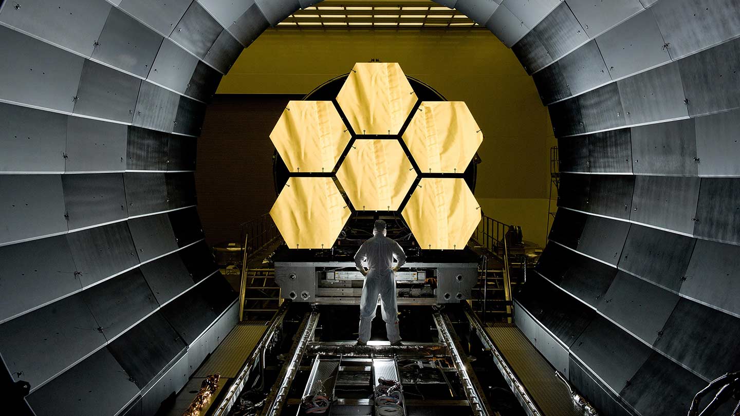 James Webb Telescope mirror segments in test positions.
