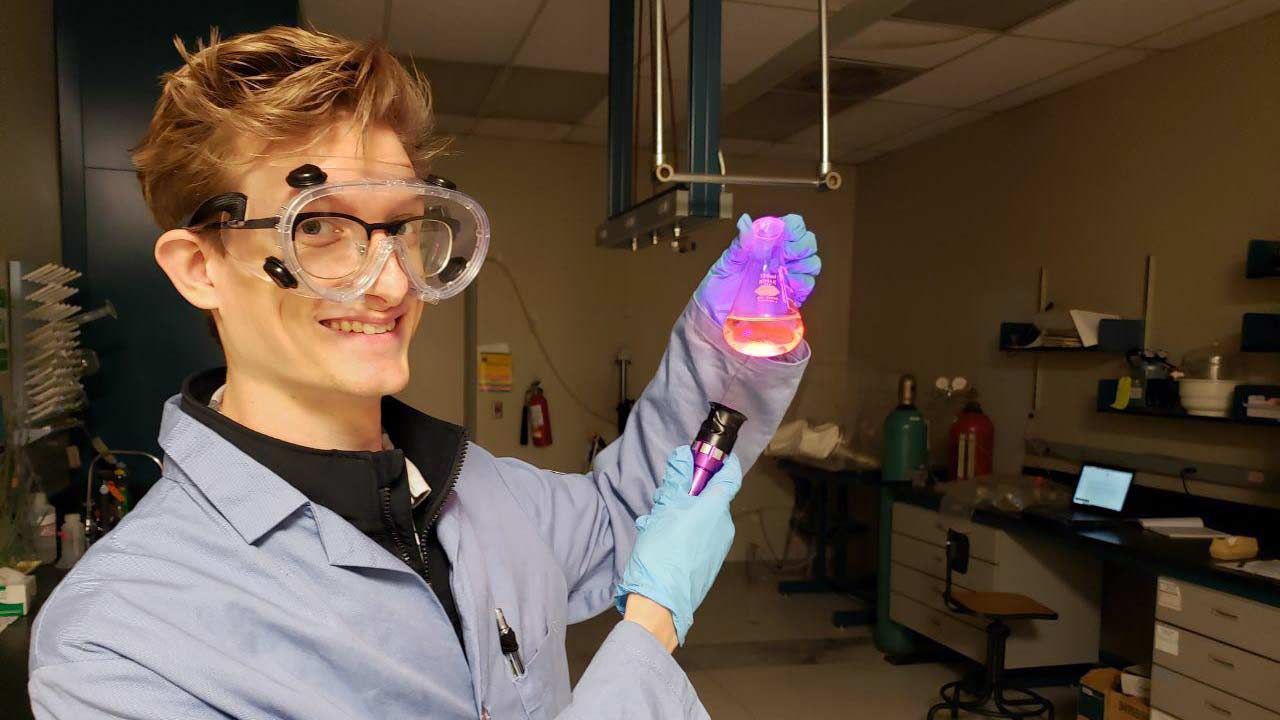 Cameron Sawyer works with nano-particles called quantum dots