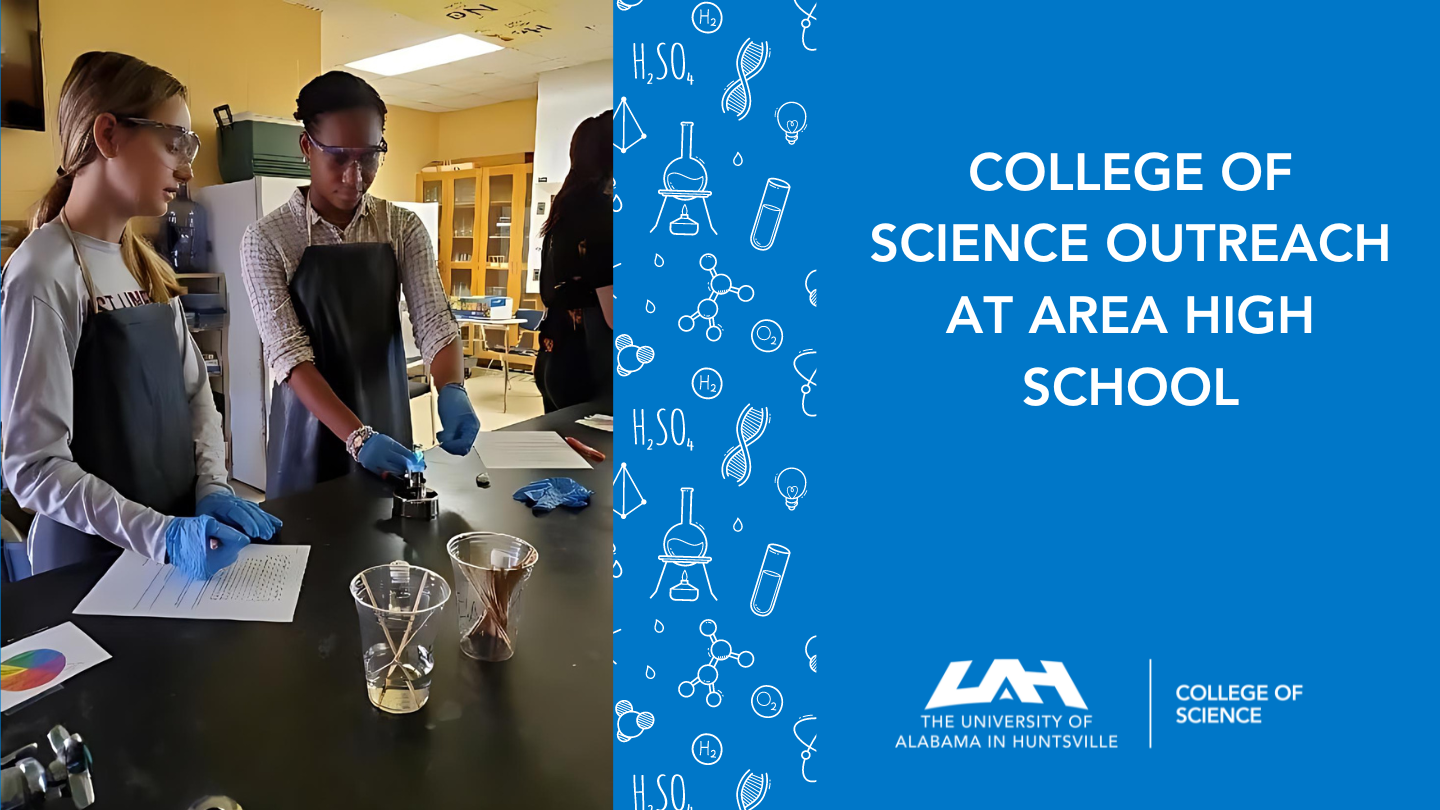High school students participating in chemistry experiments in a collaboration with the UAH Collège of Science.
