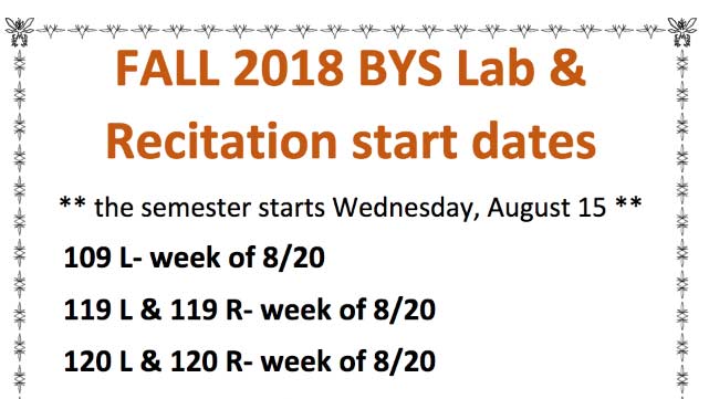 Biology Fall 18 Lab Schedule