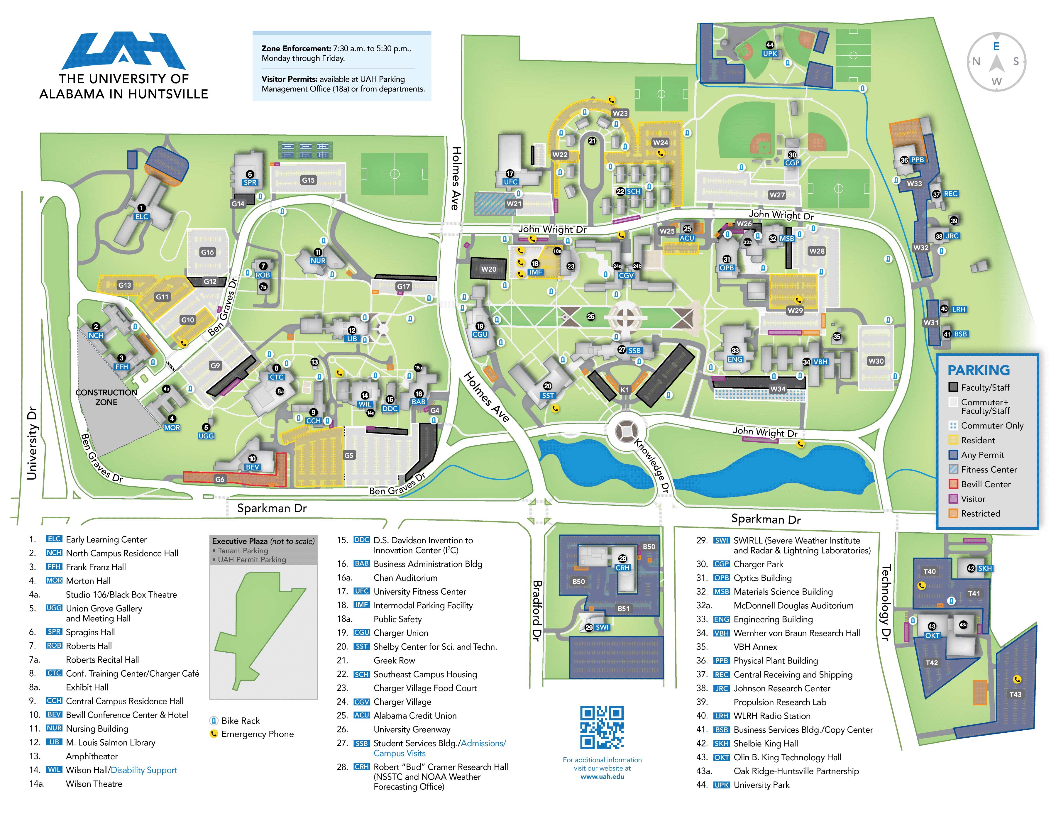 Updated UAH Campus Parking Map