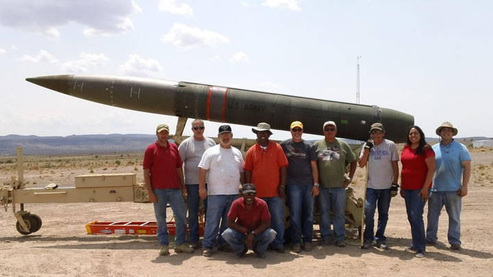 John Troy, co-founder of Troy7, Inc., with White Sands missile flight test crew.