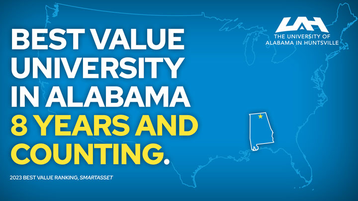 UAH has been named the Best Value university in Alabama by SmartAsset, an online financial services provider
