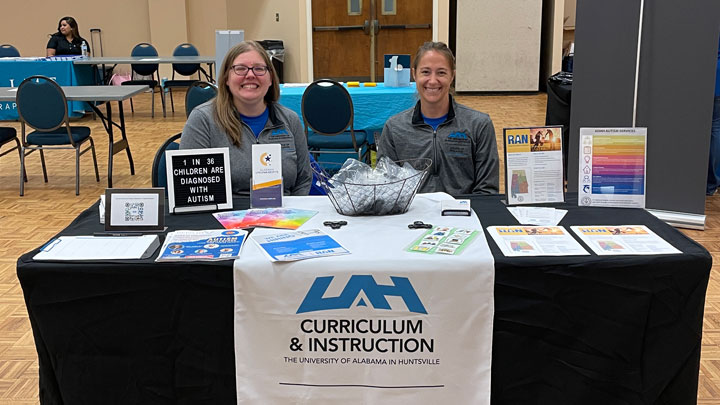 Sarah Bailey, left, program director of The University of Alabama in Huntsville Regional Autism Network, and Linda Ware